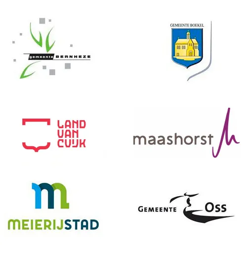 De logo's van de 6 gemeenten